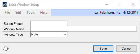 Form Extra Window Setup Note