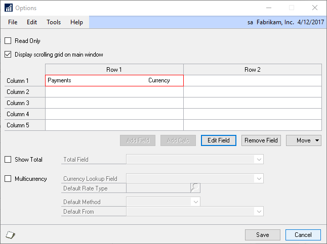 Form Scrolling Grid