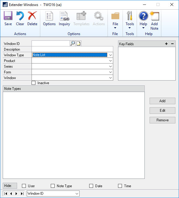 Inactivate Note List Window