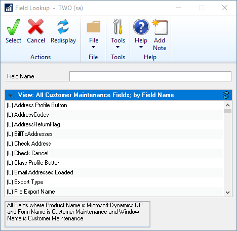 Field Lookup