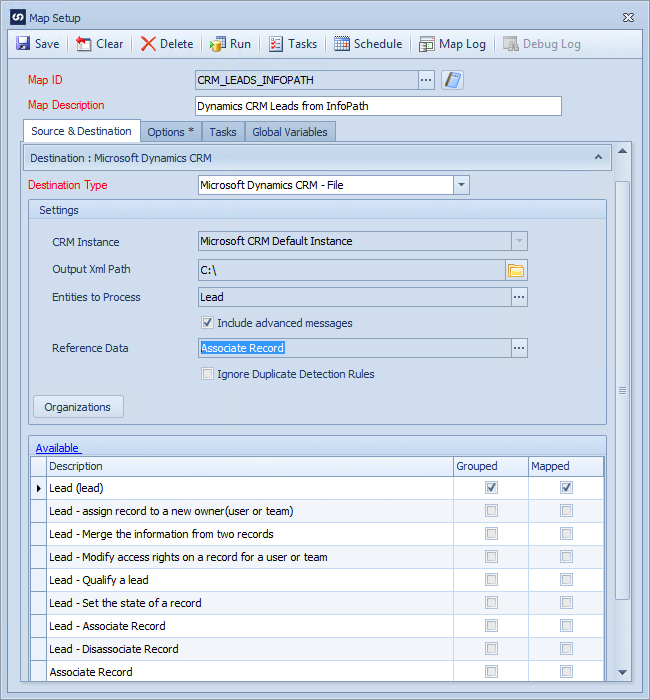 CRM File Destination