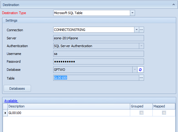 SQL Table Destination