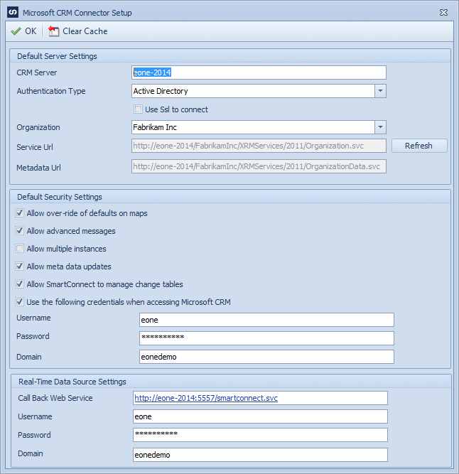 CRM Destination Setup