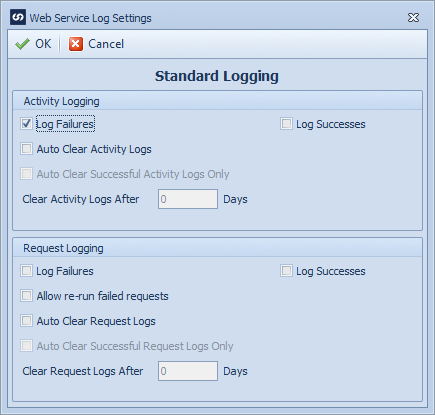 Web Service Log Settings