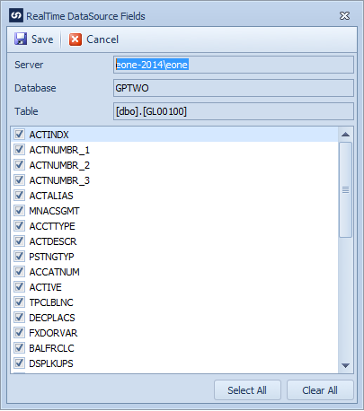 Real Time Data Source Fields