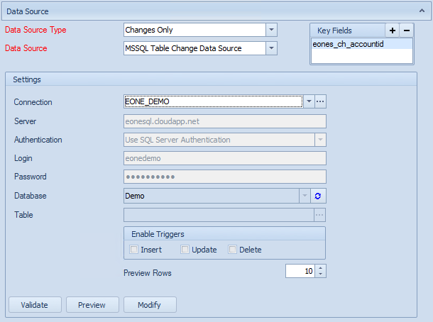 MSSQL Table Change Data Source