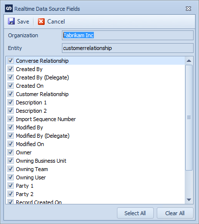 Realtime Data Source Fields