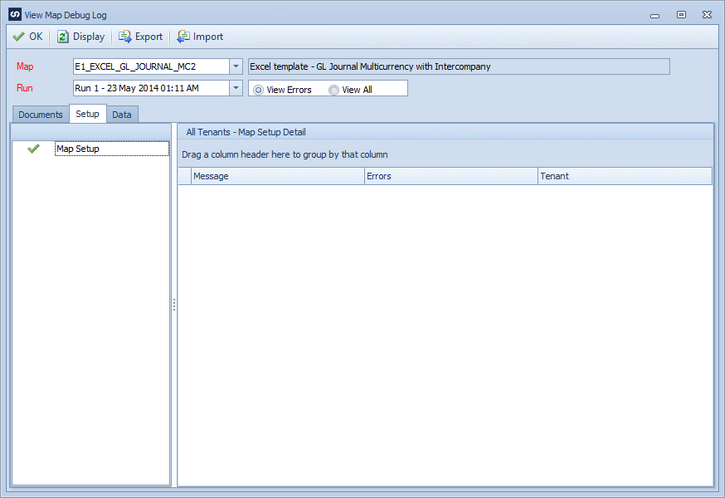 View Map Debug Log Setup