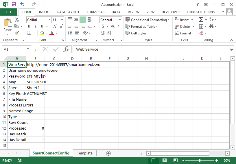 Excel Config Sheet