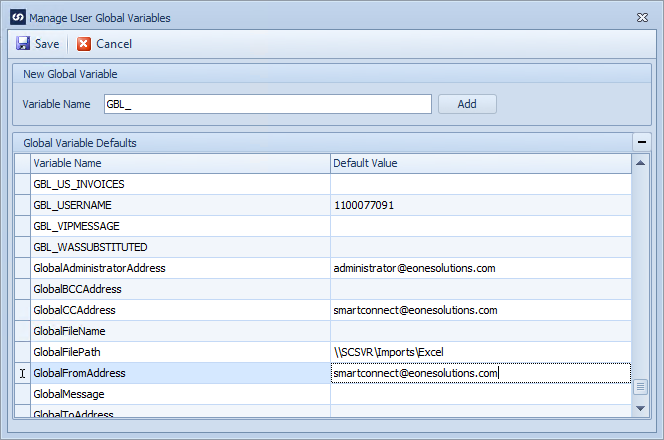 Manage Globla Variables