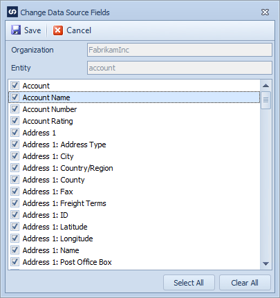 Change Data Source Fields