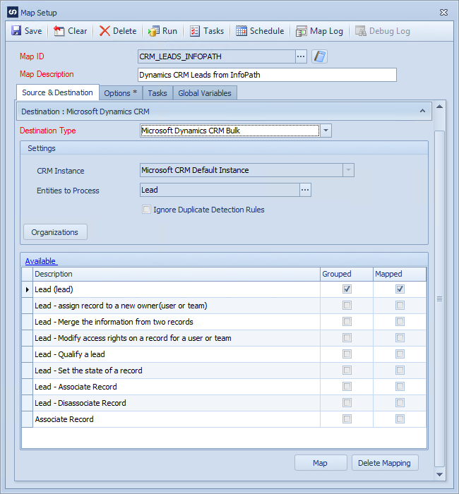 CRM Bulk Destination