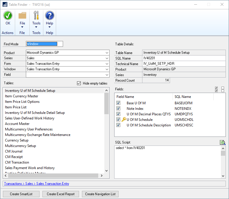 Table Finder Tools