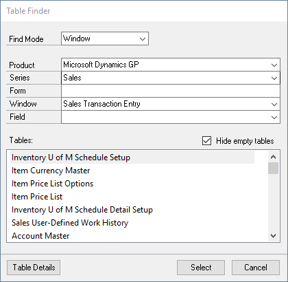 Table Finder 1