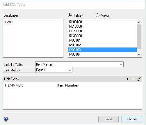 ERB Add 2nd SQL Table