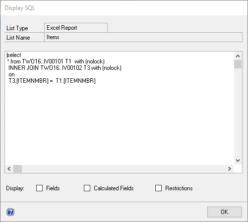 ERB Display SQL