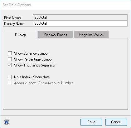 SLB Thousands Field Options