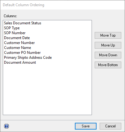 SLB Column Order