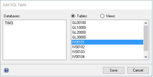 ERB Add SQL Table