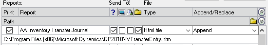 IV Transfer Entry Report