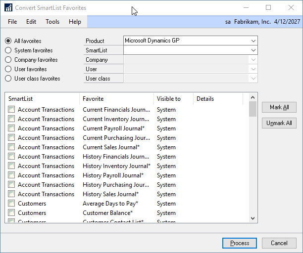Convert SmartList Favorites