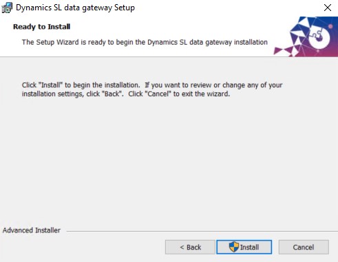 Install step for Dynamics SL Data Gateway Setup 