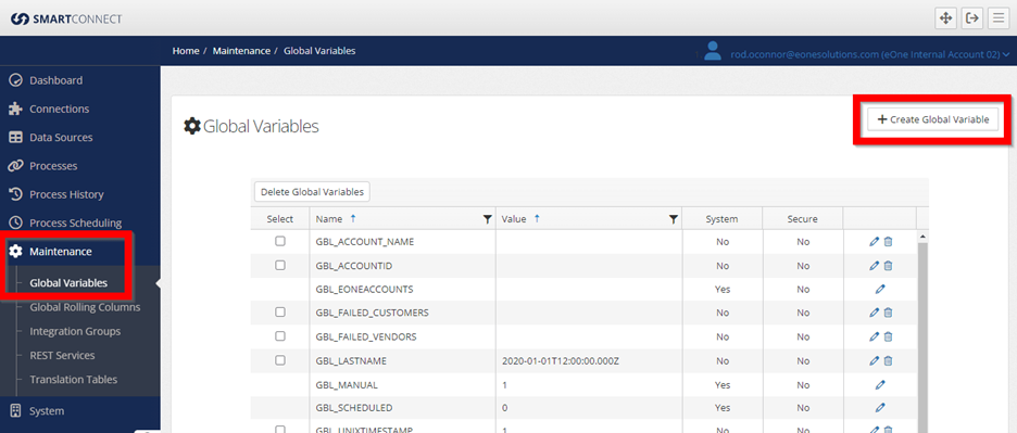 Create Global Variables