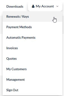 Renewals/Keys tab