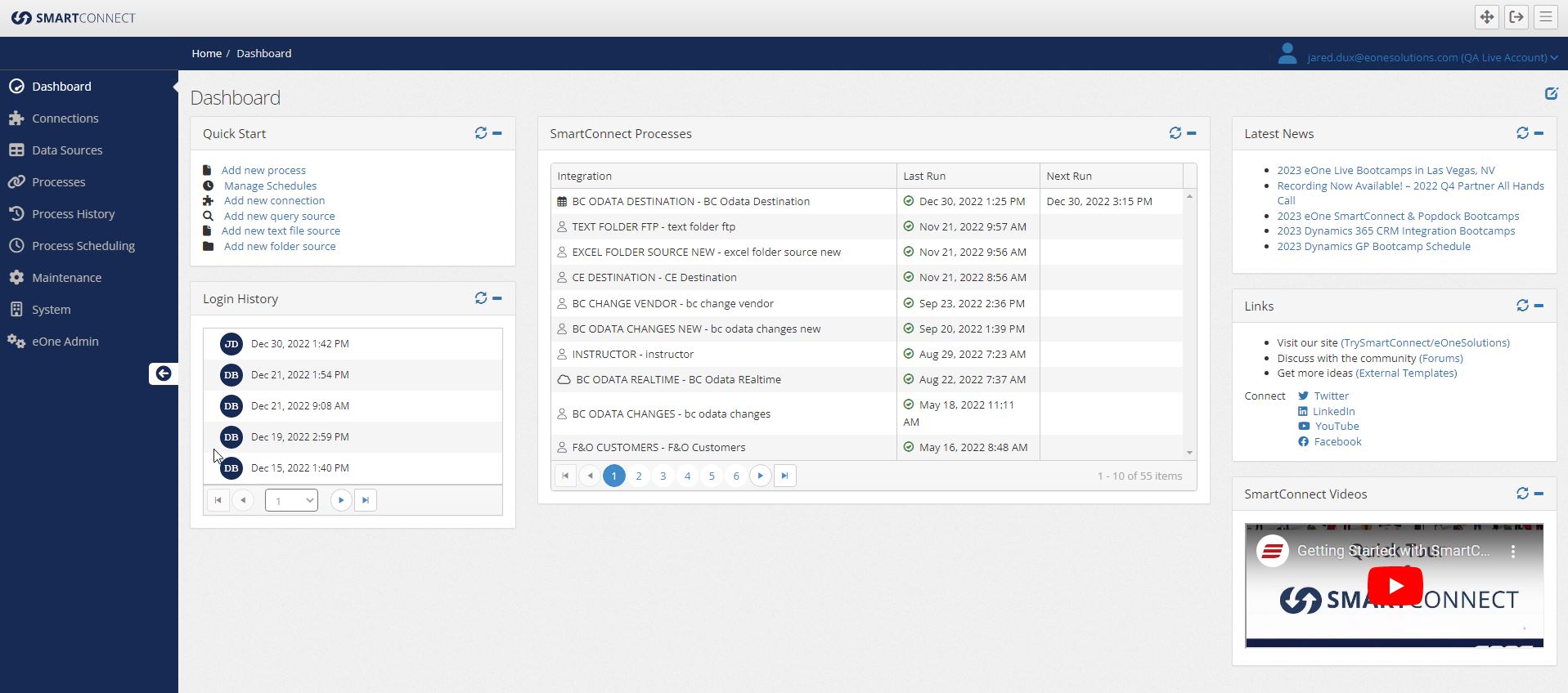 SmartConnect dashboard